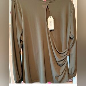 Universal Standard Faux Wrap Olive Women's Blouse